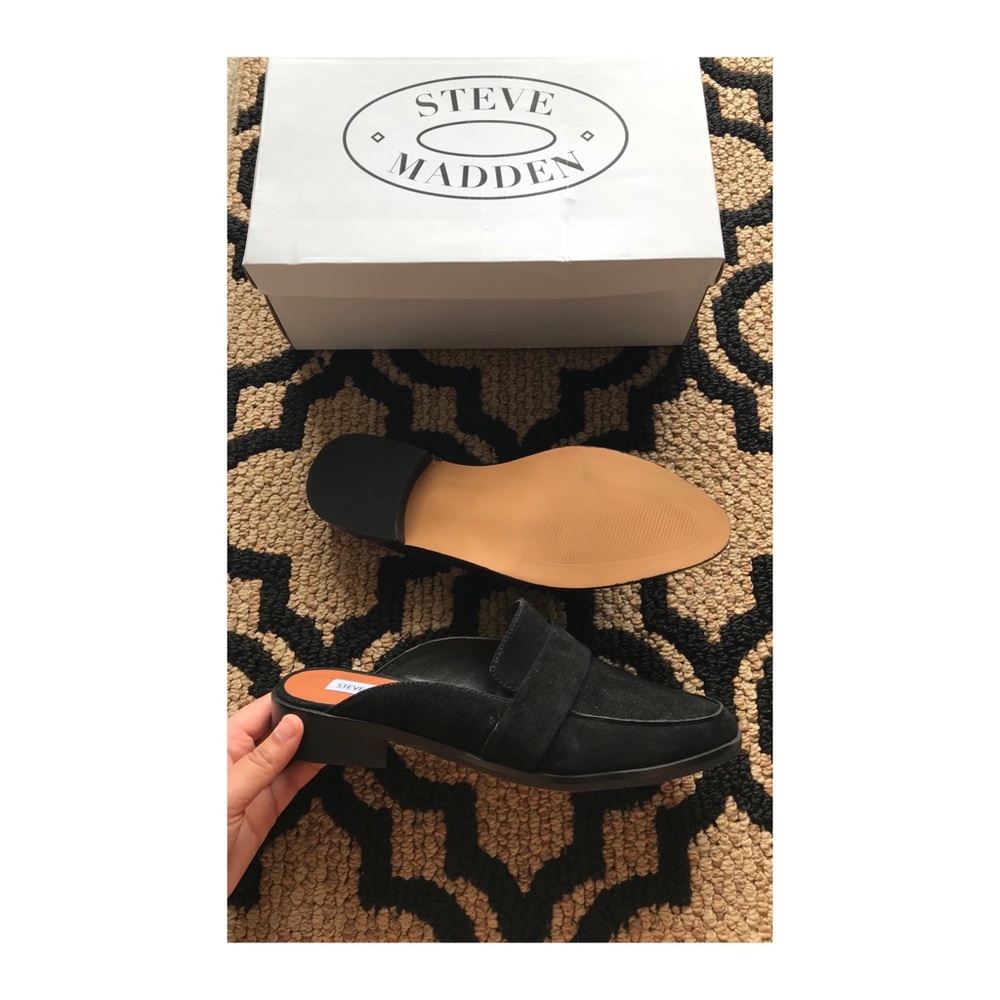 Steve Madden Nando Mules in Black Suede NIB